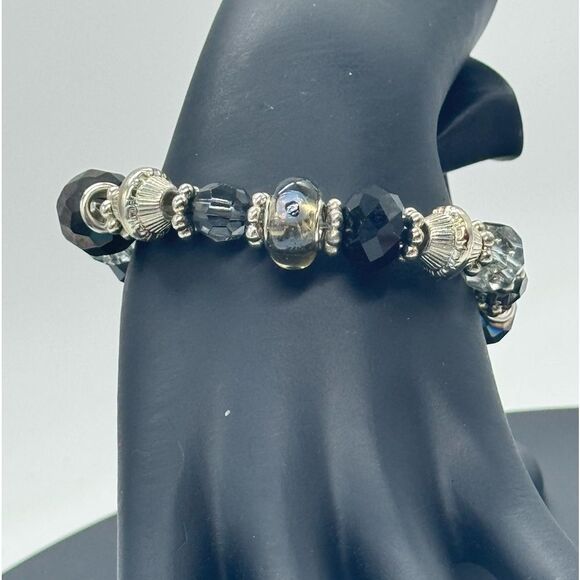 Silver Tone Beaded Evil Eye Bracelet - Picture 2 of 4